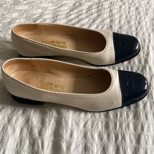 Cap toe Ferragamo pumps
